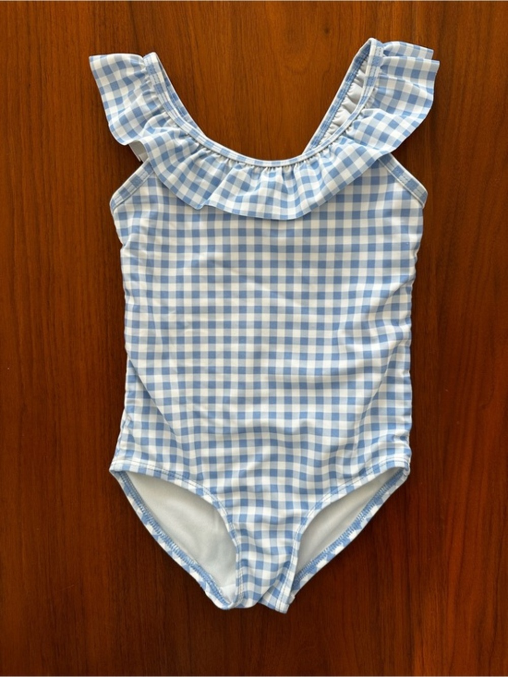 Blue & White Gingham Ruffle One-Piece Swimsuit size 4T